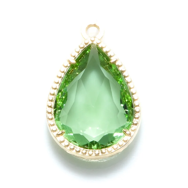 GreenYellow 2 шт камни в форме капли стеклянное украшение кулон аксессуары для серег ожерелье ювилирные изделия фурнитура изготовление Золото KC покрытие - Окраска металла: GreenYellow