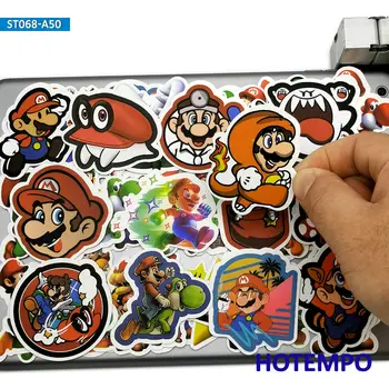 

50pcs Anime Super Hero Mario Luigi Game Stickers Toys for Mobile Phone Laptop Luggage Suitcase Skateboard Cartoon Decal Stickers
