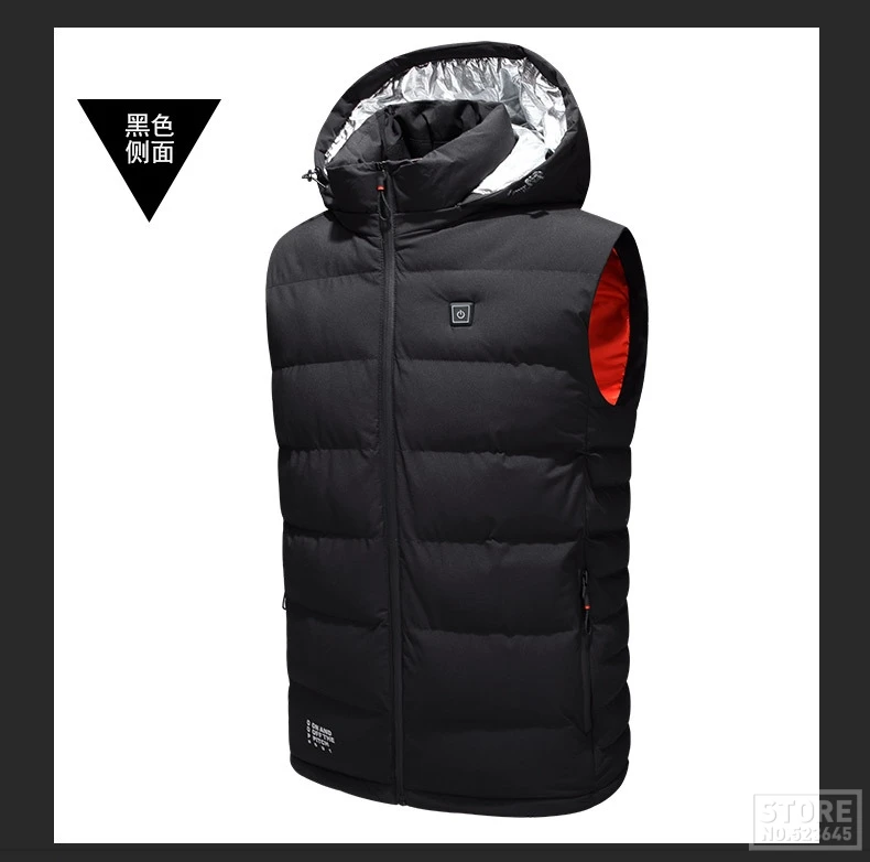 Men's Windbreakers Cycling Jacket USB Infrared Heating Bike Jacket Waterproof Riding Vest Winter Electric Thermal Hooded Vest