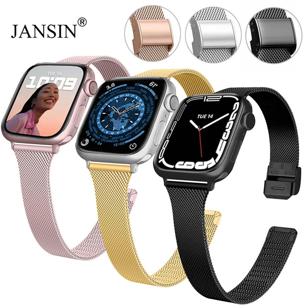 

Milanese For Apple Watch Strap 42mm 38mm Stainless Steel Bracelet watchband For Apple watch 7 41mm 45mm 6 SE 5 4 Band 44mm 40mm
