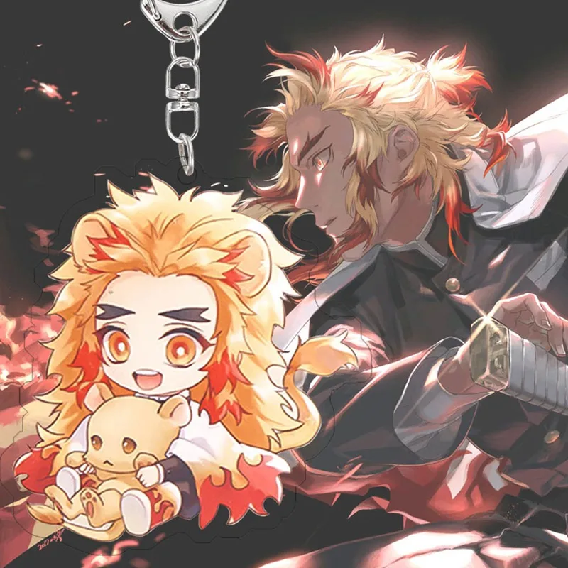 Аниме Demon Slayer брелок Kamado Tanjirou Nezuko Agatsuma Zenitsu Rengoku Kyoujurou милое акриловое кольцо для ключей фанатов подарок