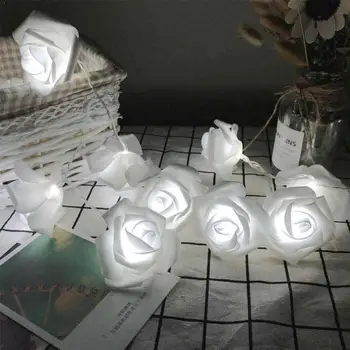 

10/20 LRose Flower led Fairy String Lights Battery Wedding Powered Luminaria Event Party Decor Day Garland Valentine's N0K6