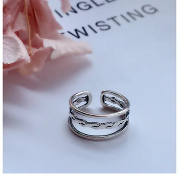 

S925 silver ring Simple personality Lovely Sweet Japan and South Korea style high quality temperament lady three layers rings