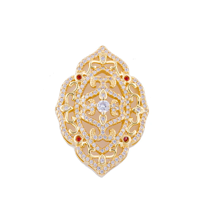 Gold Juya DIY аксессуары поставки кубического циркония плавающий секторный соединитель подвески для женщин натуральные камни жемчуг Изготовление ювелирных изделий - Цвет: Gold