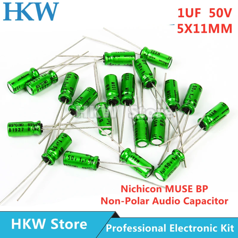 myon出品 10pcs/lot 1UF 50V 5X11mm Nichicon MUSE BP ES Non Polar