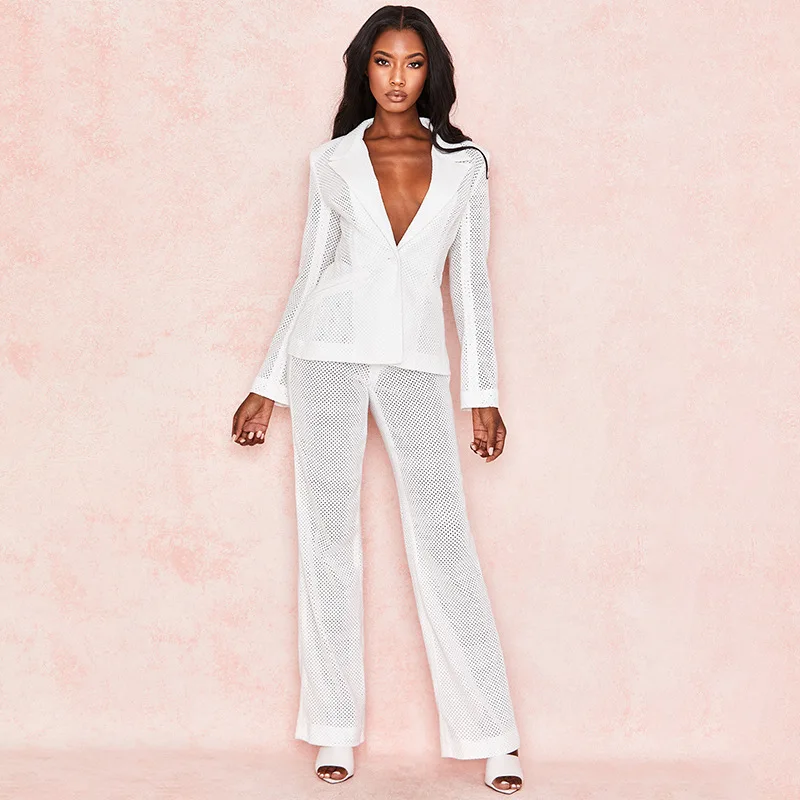 

2019 Autumn New Women Fashion Casual Mesh Suit