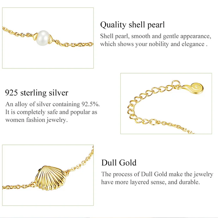 Women Bracelets BISAER 925 Sterling Silver Summer Tropical Starfish Silver Chain Bracelets for Women Silver Jewelry EFB025