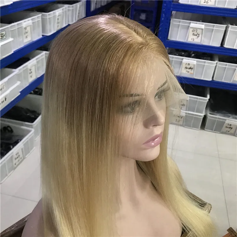 TD 13x4 прозрачные парики на кружеве высокое соотношение 1"-24" Remy человеческие волосы парик#12-613 Омбре цвет прямые волосы парики 150% Плотность