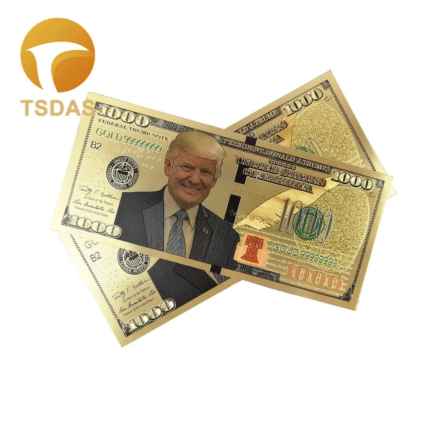 Набор золотых банкнот Дональд Трамп в долларах США 24k позолоченные 1000 USD банкноты