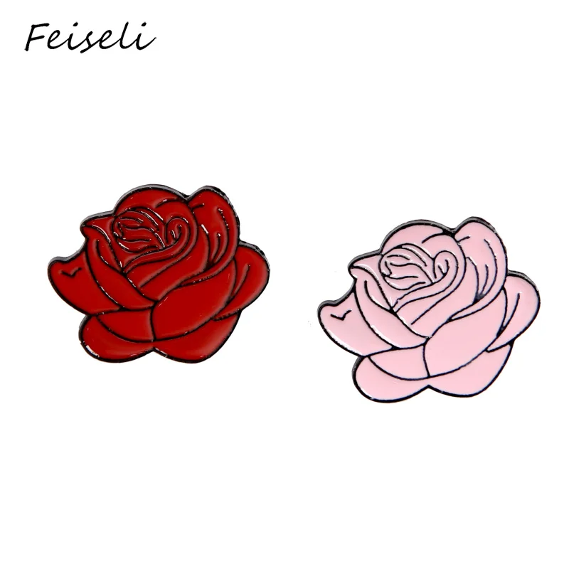 Feiseli, мультяшная эмаль, красная, розовая роза, цветок, декоративная брошь для женщин, подарок на день Святого Валентина, корсаж, булавка, ювелирное изделие, подарок