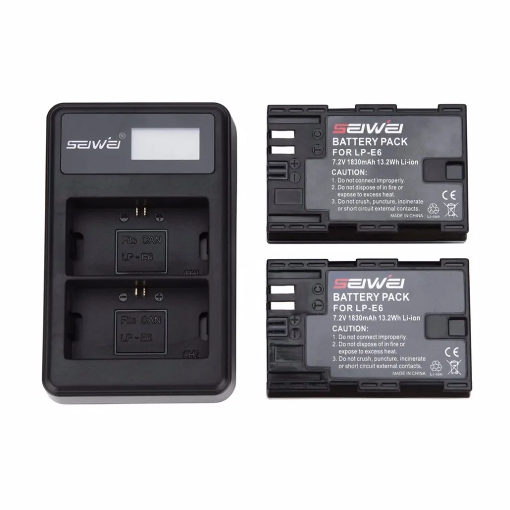 Зарядное устройство для камеры 2*1830 мАч LP-E6 аккумуляторная батарея+ 2 слота ЖК-дисплей камера зарядное устройство+ USB кабель для CONON