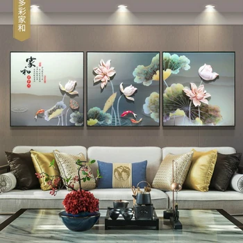 

Diamond Embroidery Mosaic Painting Cross Stitch Full Triptych Lotus Carps Meaning Family Harmony DIY 5D/3D Sale Decoration Gift