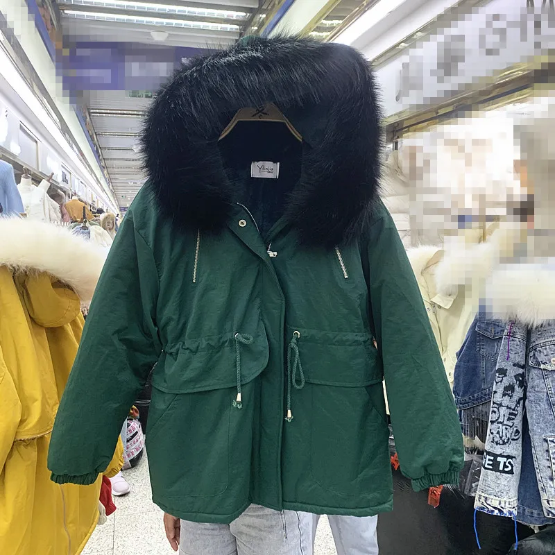 Зимние свободные хлопковые парки, куртка для женщин, модное утепленное пальто для женщин, средний-длинный пояс, теплые парки с хлопковой подкладкой