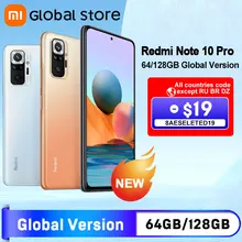 Global Version Xiaomi Redmi Note 10 Pro  64GB/ 128GB Smartphone 108MP Camera Snapdragon 732G 120Hz AMOLED Display