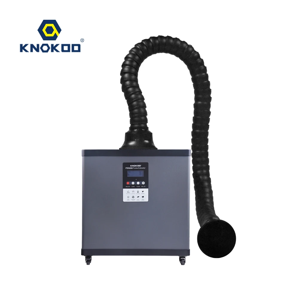 FES200-Gray KNOKOO 200 Вт пульт дистанционного управления цифровой дисплей паяльник FES200 Лазерная дымовая машина для очистки воздуха с колесом - Цвет: FES200-Gray