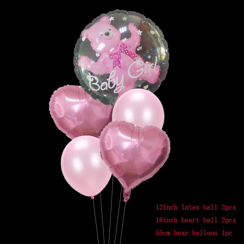 Baby Boy Girl Bear bubble balloons Transparent Ball in Ball with Heart Baby Shower Birthday Party Decorations 5pcs/lot