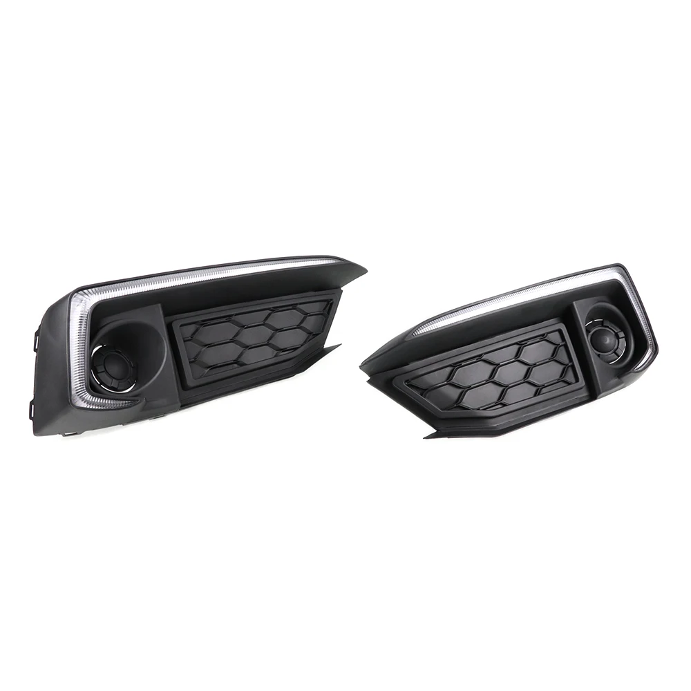 US $164.98 LED DRL Day Light For Honda Civic 2019 2020 Daytime Running Light L Type Fog Lamp Bezel With Turn Signal