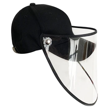 

Unisex Baseball Cap With Full Face Mask Anti Dust Anti-Wind Adjustable Removable Transparent Shield Outdoor Protective Mask