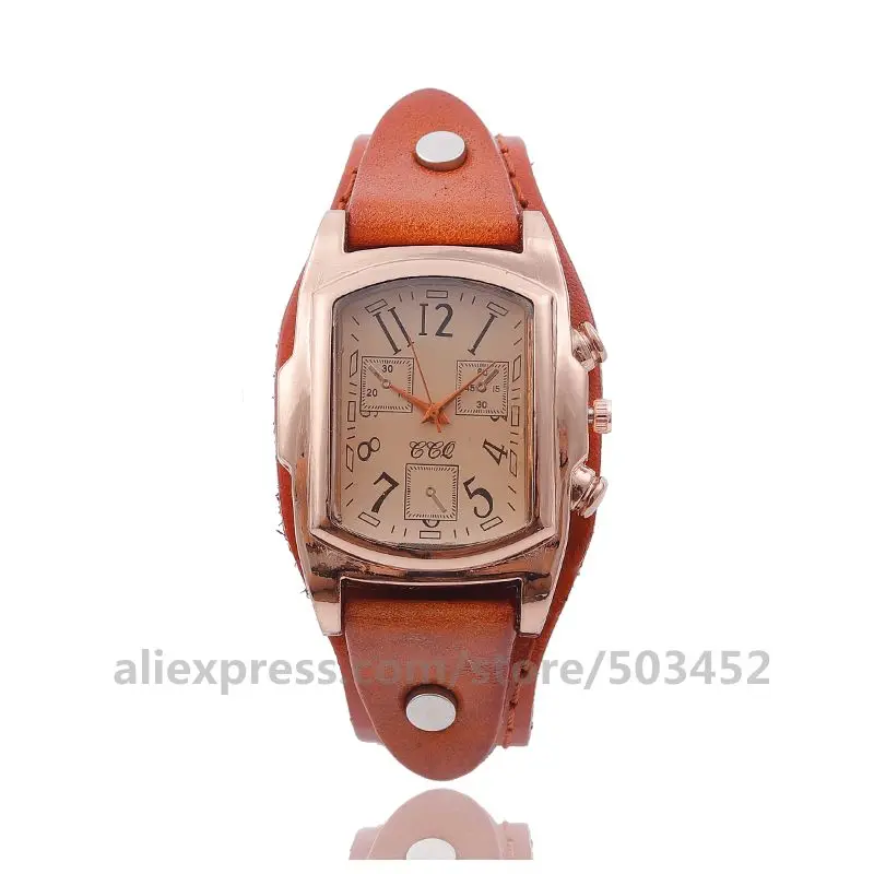 100 шт./лот CCQ 92015 Relojes Para Mujer Модные Аналоговые кварцевые часы из натуральной кожи