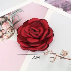 Elegant Red Chiffon Rose Camellia Flowers - Set of 10 for Weddings and Dress Embellishments (8)