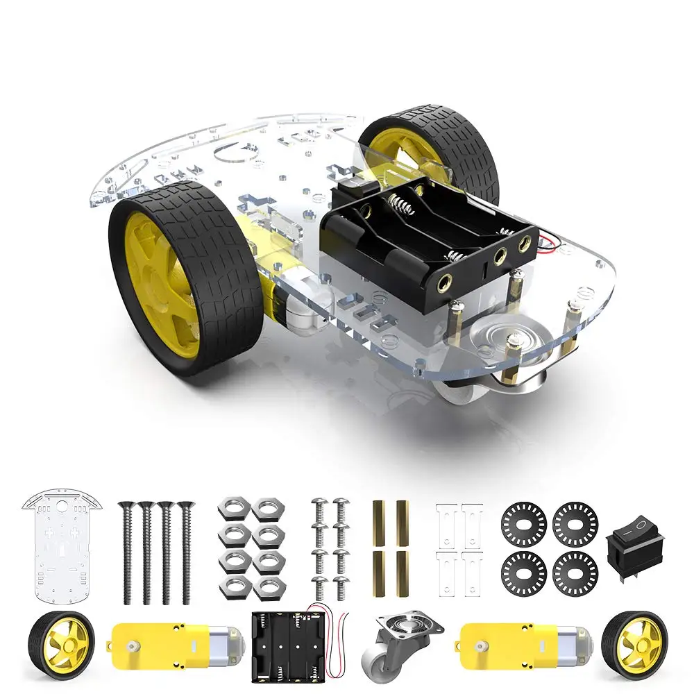 2WD умный робот шасси автомобиля комплект с 2 двигателем(1:48) Скорость кодер батарея коробка для Arduino UNO проекта