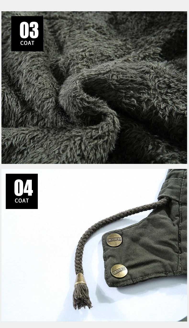Winter Mid-length Jackets Men Military Fur Lined Thicken Warm Windbreaker Coats Mens High Quality Outdoor Tactical Parka Outwear