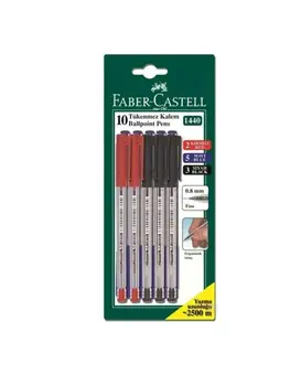 

FABER-CASTELL 1440 BALL POINT BLUE INK PEN SET 10pcs red blue black original