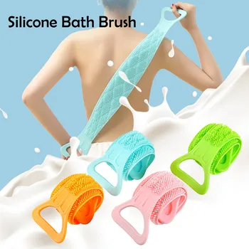 

Long Back Towel Rubbing Bath Brush Sided Scrubber Silicone Scrub Body Skin Care Rubbing Exfoliate Sponge Bathroom Shower Washing