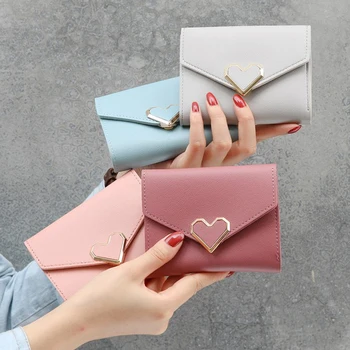 

2019 PU Leather Short Women Wallets Zipper Purse Solid Color Fashion Womens Wallets Trendy Coin Card Holder Leather Cute Wallet