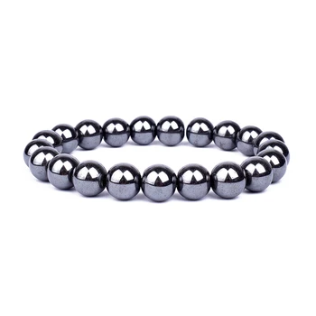 Fashion 6/8/10mm Magnetic Bracelets for Women Nature Hematite Beads Bracelet Therapy Health Care Magnet Hematite Men's Jewelry