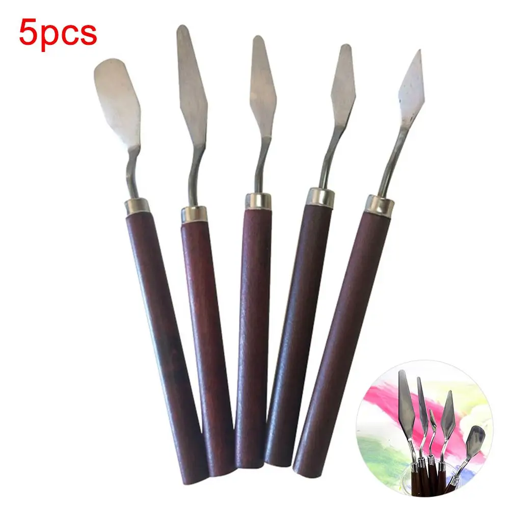  5Pcs Stainless Steel Mixed Palette Knife Oil Painting Scraper Spatula Tools 2019