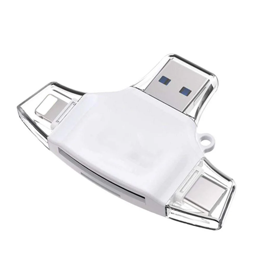 4 в 1 USB 2,0 OTG устройство для чтения карт памяти адаптер Универсальный Micro USB устройство для чтения карт SD TF для ПК телефона компьютера ноутбука - Цвет: Белый