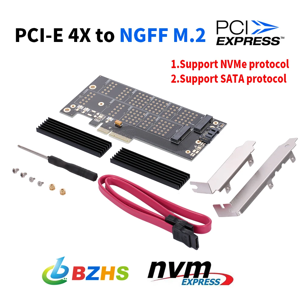 Адаптер NVMe Protocol карта PCI-E X4 порт M.2(PCI-E) SSD конвертер SATA порт M.2(SATA) SSD адаптер карта
