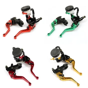 ペアユニバーサルオートバイ油圧ブレーキクラッチマスターシリンダー貯水池レバー (赤)