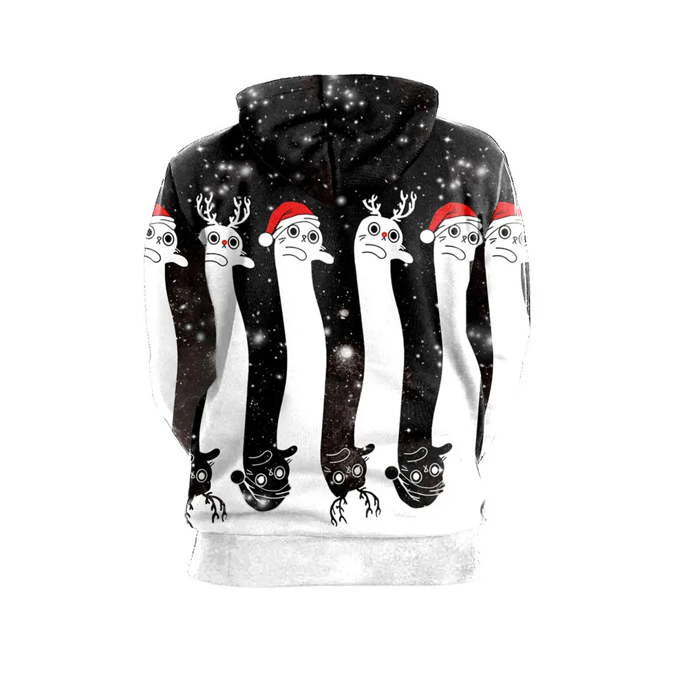 Autumn and winter Christmas costume new elk digital printing hooded sweatshirt Europe and the United States large size