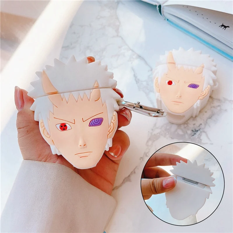 

Naruto Uchiha Obito Silicone Protect Case for Airpods 1/2 Anime Shockproof Protective Cover Charging Box wirh Carabiner