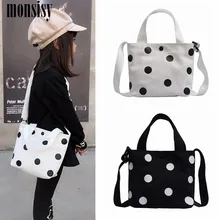 Monsisy/Холщовая Сумка в горошек для девочек, сумка для монетного кошелька, Детский кошелек, новая сумка на плечо/мессенджер/сумка через плечо, милые детские сумки
