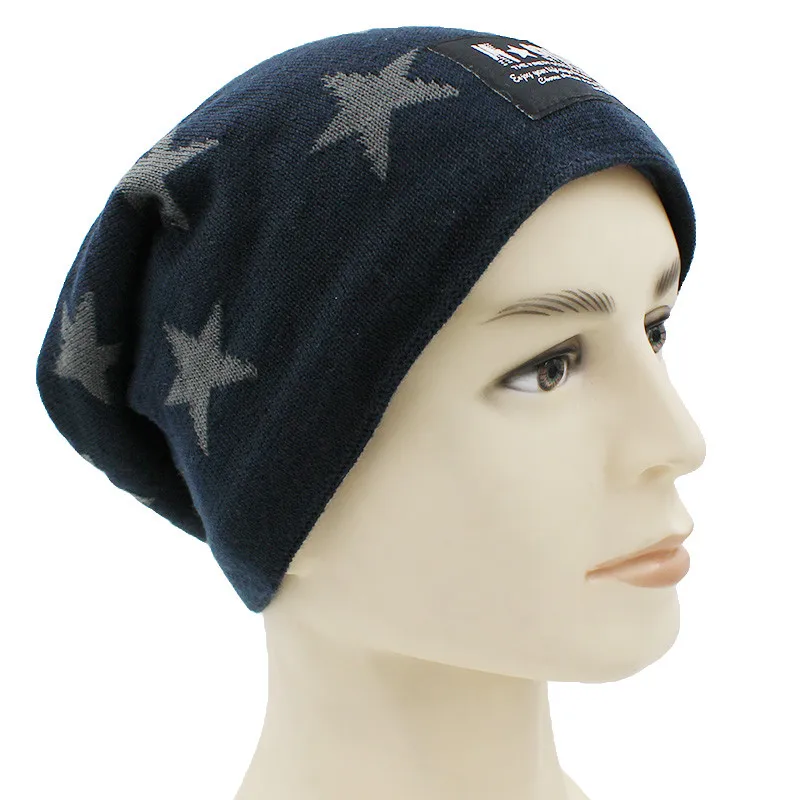 ALTOBEFUN Мужская зимняя шапка Кепка Skullies шапка со звездами дизайн зимние шапки для мужчин женщин искусственный мех теплая вязаная шапка BHT034