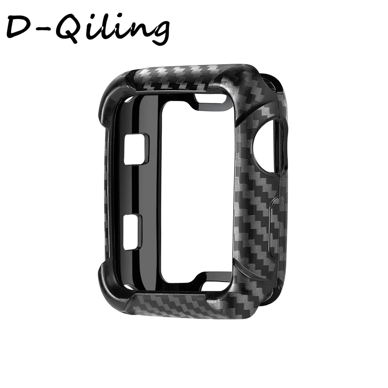 D-Qiling ТПУ карбоновый ремешок для часов+ чехол для Apple Watch 44 мм 40 мм 42 мм 38 мм IWatch серии 4 3 2 1 бампер чехол для часов браслет