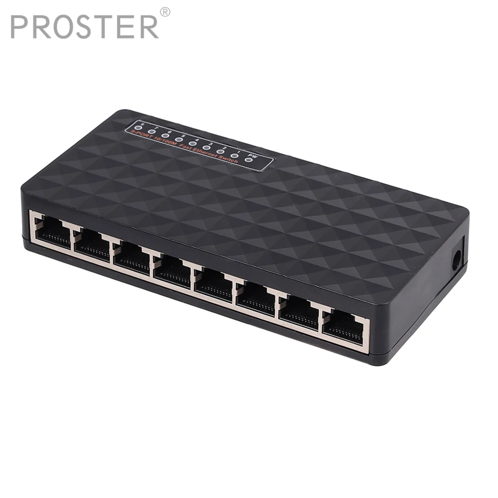Proster 8 портов для Gigabit Mini Switch Ethernet для Netzwerk DSL LAN Hub 10 100 Мбит/с настольный мини-коммутатор 8 портов RJ45 быстрая