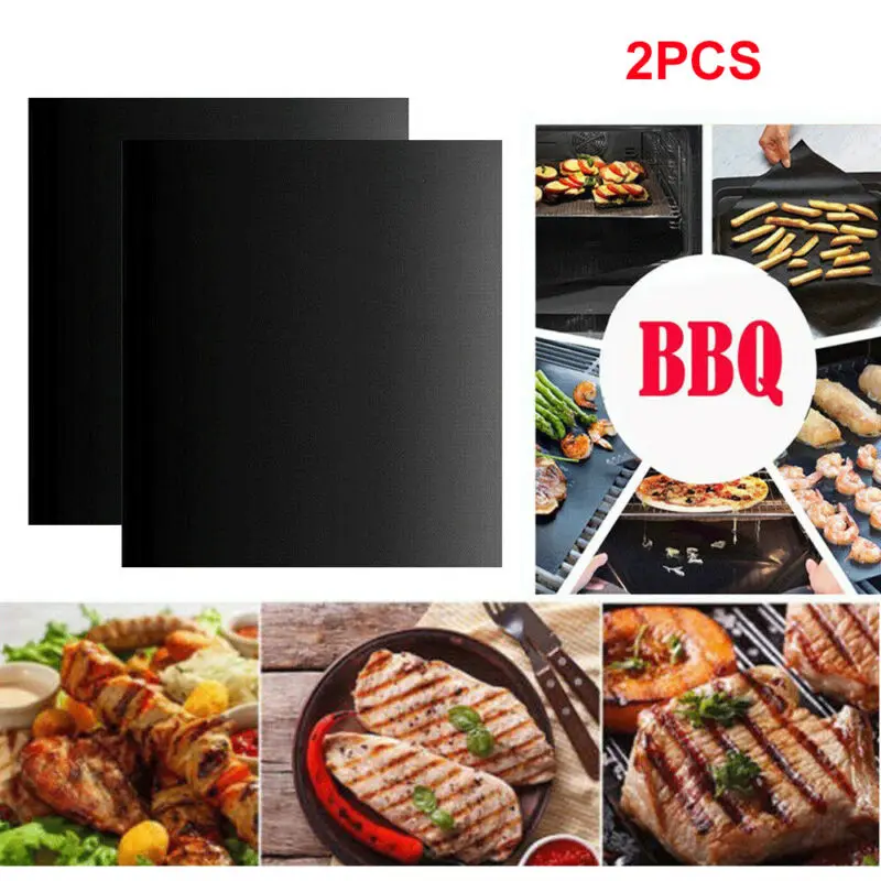 

2PCS BBQ Grill Mat non-stick Oven Liners Cook Baking Reusable Sheet Pad
