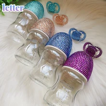 Dollbling artesanal rosa cristal garrafa de bebê glam chupeta leite alimentação 1st festa aniversário mostrar recém nascido sobrinha daugther presentes