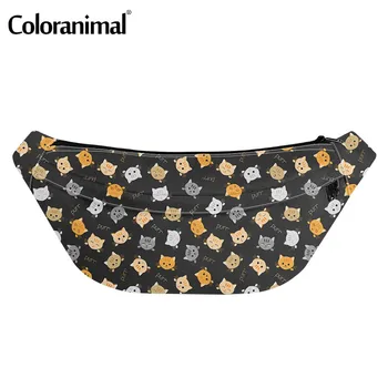 

Coloranimal Fashion Girls Casual Waist Belt Bags Lovely Cat Pattern Ladies Crossbody Bags Fanny Pack Women Protable Chest Bags