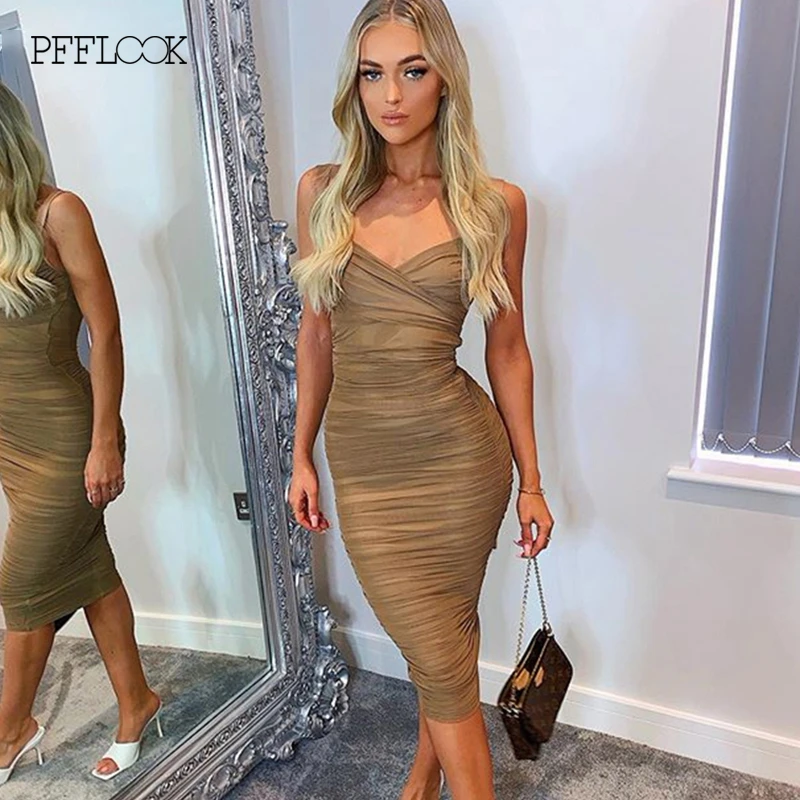 PFFLOOK летний костюм с сексуальным вырезом и открытой спиной сексуальное Вечерние