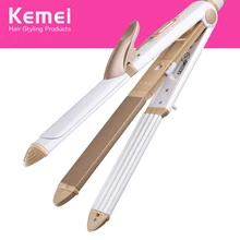Kemei 3 в 1 выпрямитель для волос щипцы для завивки волос Многофункциональный гофрированный плоский железный Кукурузный Лист нагреваемая волнистая прическа инструменты 40D
