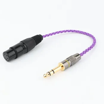 

HIFI 8 Cores OCC Silver Plated Headphone Upgrade Cable hi-end 6.35mm to 4 pin XLR female cable AUX cable cord
