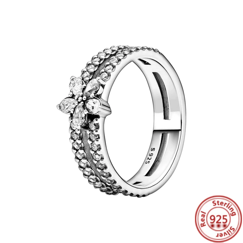 925 Sterling Silver Sparkling Stackable Infinite Heart Flower Ring For Women Silver Rings silver rings