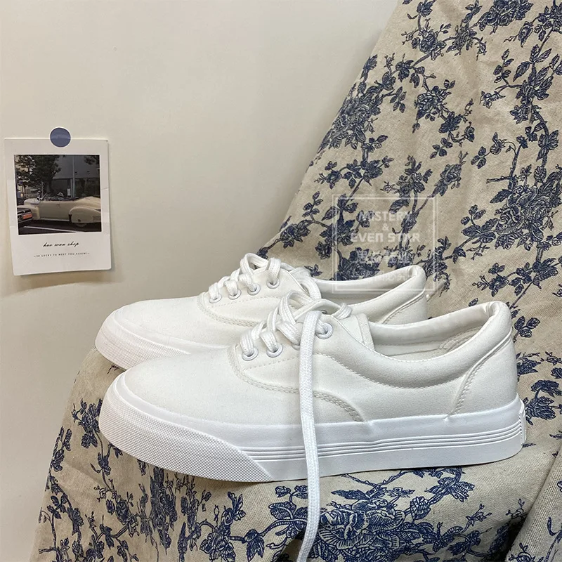 Okkdey Thicksoled Canvas Shoes Women Increase Student Leisure Shoes