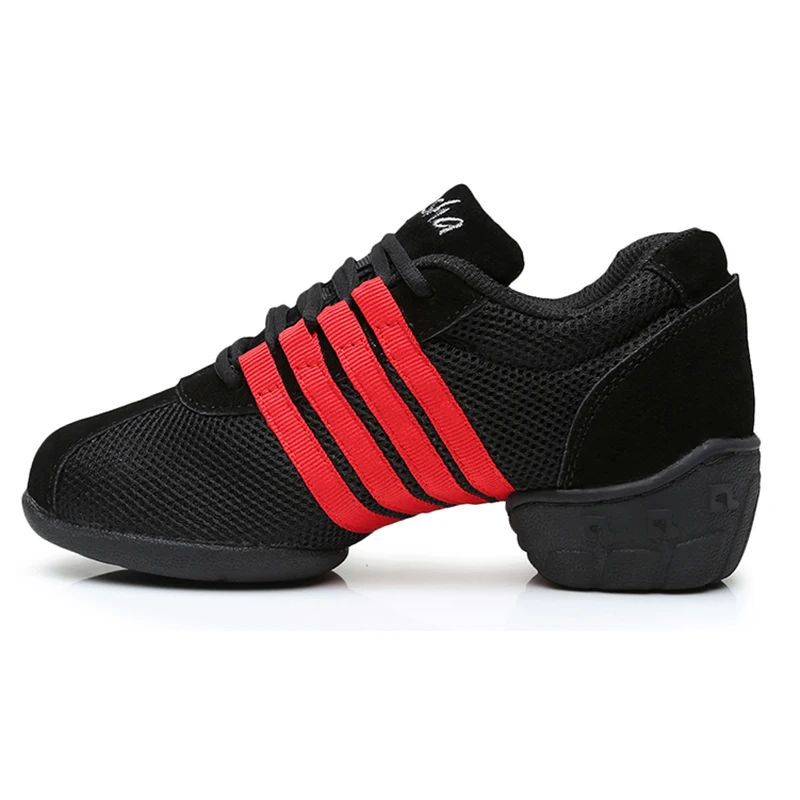 Mesh Red strip DIPLIP/Новинка; Современная танцевальная обувь с мягкой подошвой; обувь для джаза; спортивная танцевальная обувь; дышащая уличная женская обувь; размеры 34-45 - Цвет: Mesh Red strip