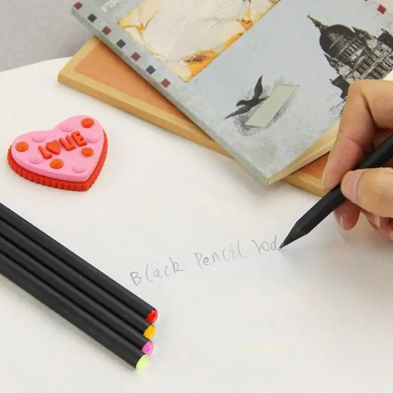 1pcs Hb Black Wood With Drill Pencil Stationery Drawing Supplies Cute Pencils For School Basswood Children Art Supplies